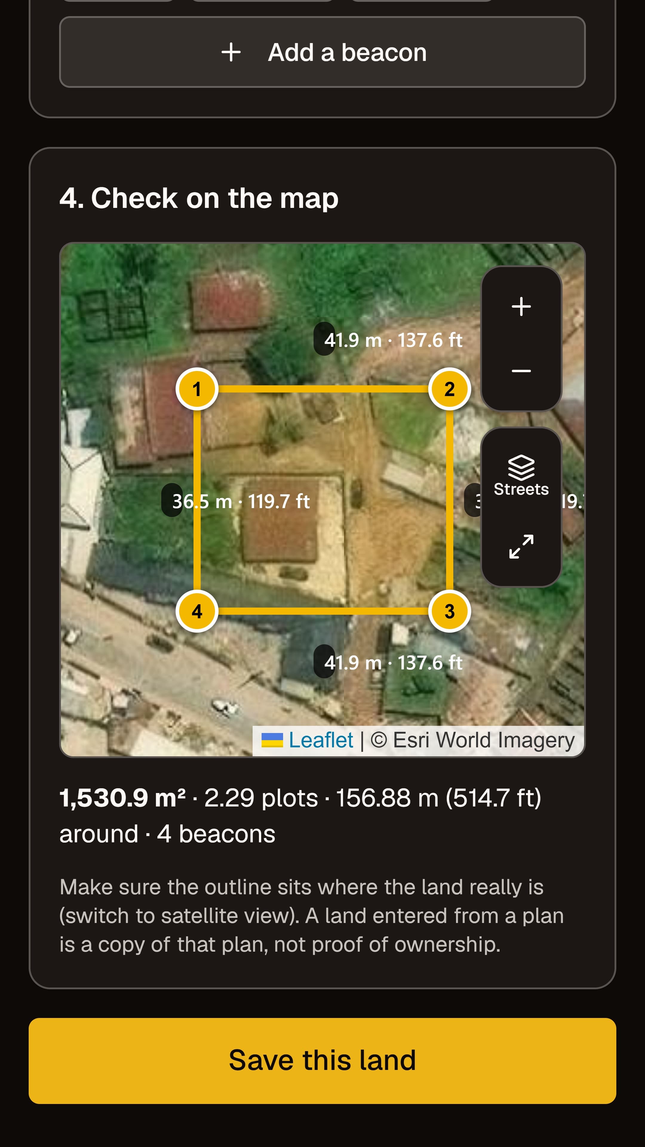 Land Mapper: Entering a survey plan